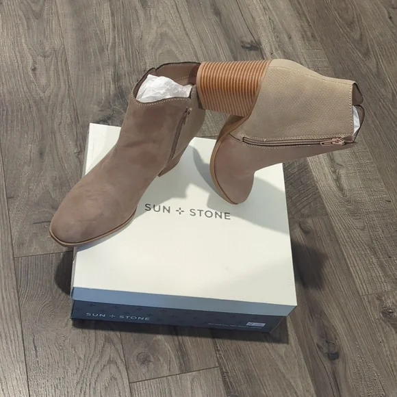 SUN and Stone Boots Suede Heeled Zipper Closure GRACEYYF Design - Picture 1 of 8